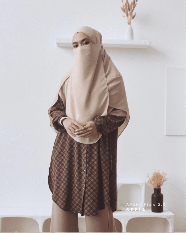 AMENA Plaid Blouse | Sepia