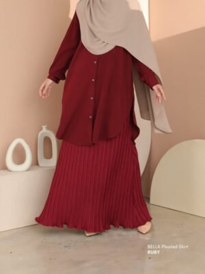 BELLA Pleated Skirt | Ruby